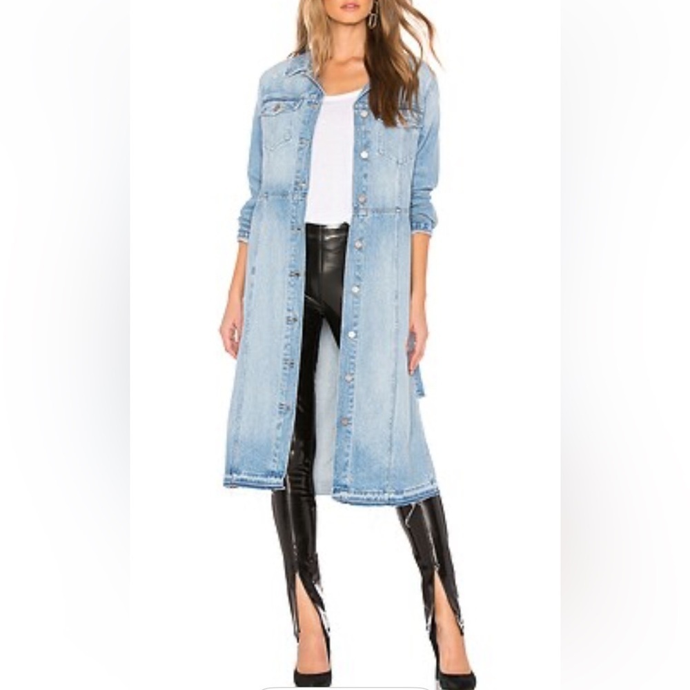 Sanctuary by Antropologie 100% Cotton Light Blue Denim Longline Jacket S XS. L-2